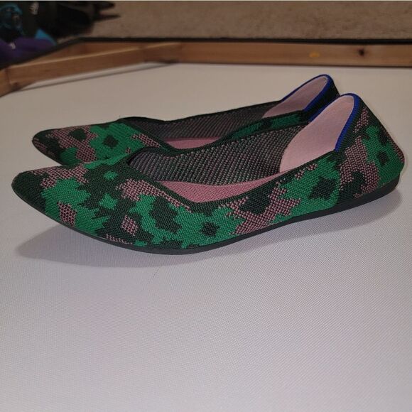 Rothy's Green Botanicamo Camo Point Toe Ballet Flat Shoes Sz 9 • Rare & Retired - Picture 7 of 16